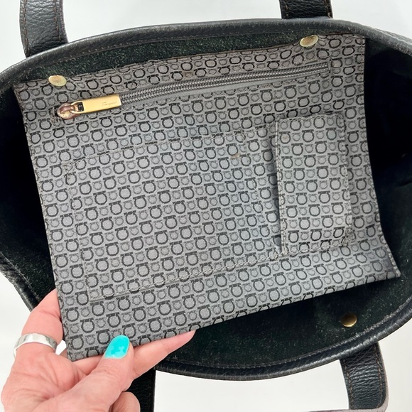 Salvatore Ferragamo Pebbled Leather Tote Satchel Bag Black, RARE Vintage - Picture 6 of 17